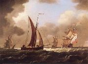 Francis Swaine Small craft at sea in a stiff breeze oil painting artist